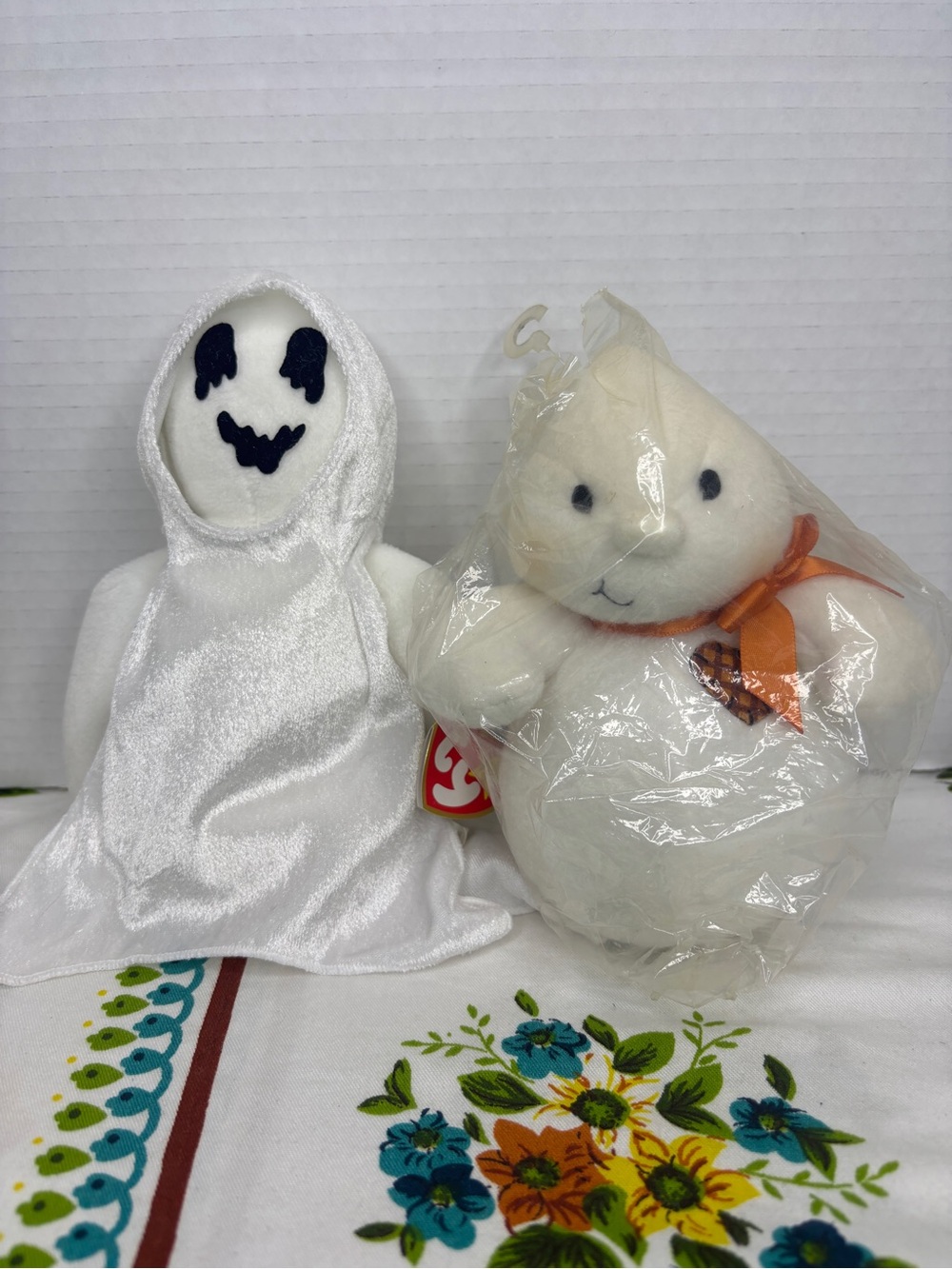 Ty Original Beanie Baby Sheets Ghost Plush & Hallmark Plush Halloween Duo